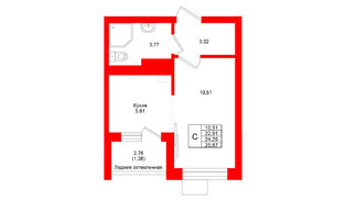 Квартира в ЖК Lake City-4, студия, 24.29 м², 4 этаж
