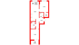 Квартира в ЖК Луччи, 2 комнатная, 61.7 м², 3 этаж
