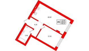 Квартира в ЖК «Включи», 1 комнатная, 46.33 м², 1 этаж