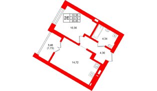 Квартира в ЖК «Включи», 1 комнатная, 35.45 м², 5 этаж
