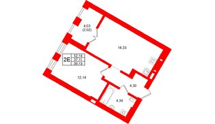 Квартира в ЖК «Включи», 1 комнатная, 39.13 м², 4 этаж