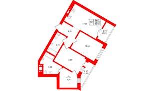 Квартира в ЖК «Включи», 2 комнатная, 72.32 м², 2 этаж