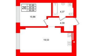 Квартира в ЖК «Включи», 1 комнатная, 39.06 м², 1 этаж