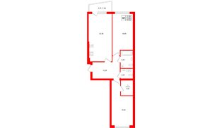 Квартира в ЖК «Кислород О2», 2 комнатная, 75.5 м², 2 этаж
