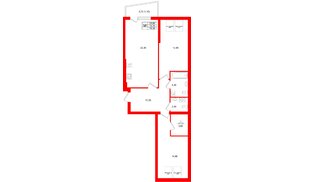 Квартира в ЖК «Кислород О2», 2 комнатная, 73.7 м², 4 этаж