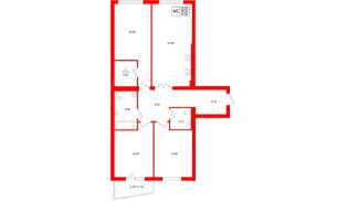 Квартира в ЖК «Кислород О2», 3 комнатная, 95.2 м², 3 этаж