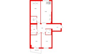 Квартира в ЖК «Кислород О2», 3 комнатная, 94 м², 4 этаж