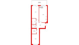 Квартира в ЖК «Кислород О2», 2 комнатная, 76.8 м², 1 этаж