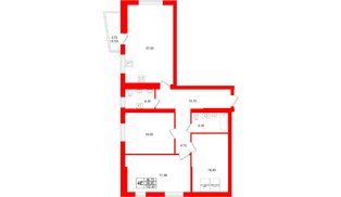 Квартира в ЖК «Кислород О2», 3 комнатная, 99.8 м², 4 этаж