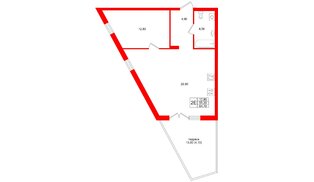Квартира в ЖК «Кислород О2», 1 комнатная, 55.2 м², 2 этаж