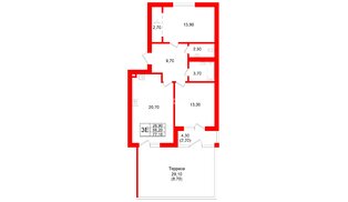 Квартира в ЖК «Сиреневый бульвар», 2 комнатная, 66.2 м², 1 этаж