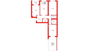 Квартира в ЖК «Сиреневый бульвар», 3 комнатная, 76.5 м², 1 этаж