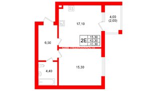 Квартира в ЖК «Сиреневый бульвар», 1 комнатная, 43.3 м², 1 этаж