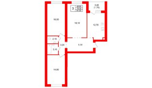 Квартира в ЖК «Сиреневый бульвар», 3 комнатная, 79.3 м², 4 этаж