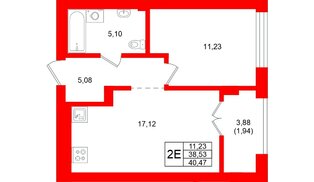 Квартира в ЖК «Включи», 1 комнатная, 40.47 м², 7 этаж