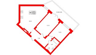 Квартира в ЖК «Включи», 2 комнатная, 70.49 м², 1 этаж