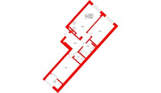 Квартира в ЖК «Включи», 2 комнатная, 64.28 м², 2 этаж