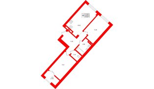 Квартира в ЖК «Включи», 2 комнатная, 64.22 м², 3 этаж