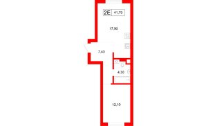 Квартира в ЖК «Луччи», 1 комнатная, 41.7 м², 1 этаж