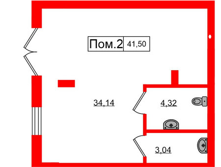 Помещение в ЖК Включи, 41.5 м², 1 этаж Помещение в ЖК Включи, 41.5 м², 1 этаж
