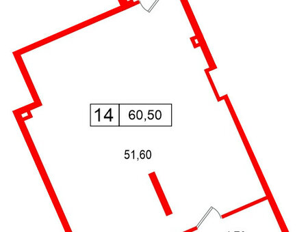 Помещение в ЖК Дом на Красной  2 дом, 60.5 м², 1 этаж