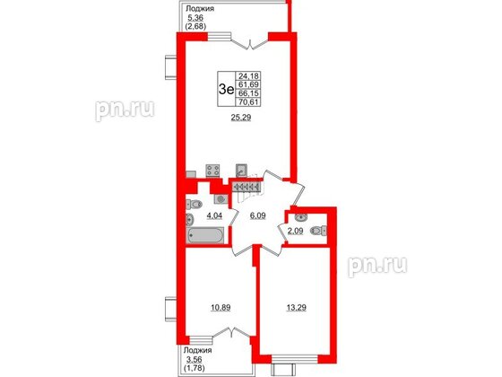 Квартира в ЖК Lake City-7, 2 комнатная, 66.15 м², 1 этаж
