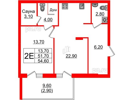 Квартира в ЖК «Вдохновение» ЭКОквартал «Русская Европа», 1 комнатная, 54.6 м², 10 этаж