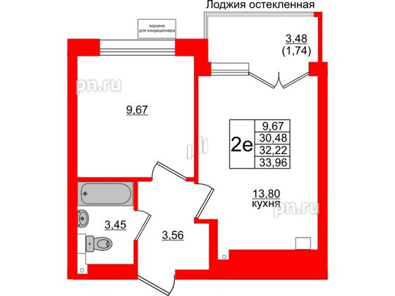 Квартира в ЖК Lake City-11, 1 комнатная, 32.22 м², 1 этаж