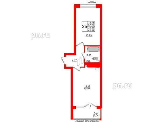 Квартира в ЖК Lake City-11, 1 комнатная, 39.31 м², 1 этаж