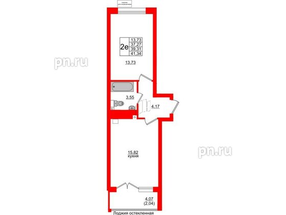 Квартира в ЖК Lake City-11, 1 комнатная, 39.31 м², 1 этаж
