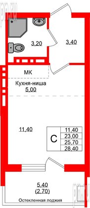 Квартира в ЖК Кроны и Волны, студия, 25.7 м², 3 этаж