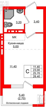 Квартира в ЖК Кроны и Волны, студия, 25.7 м², 4 этаж