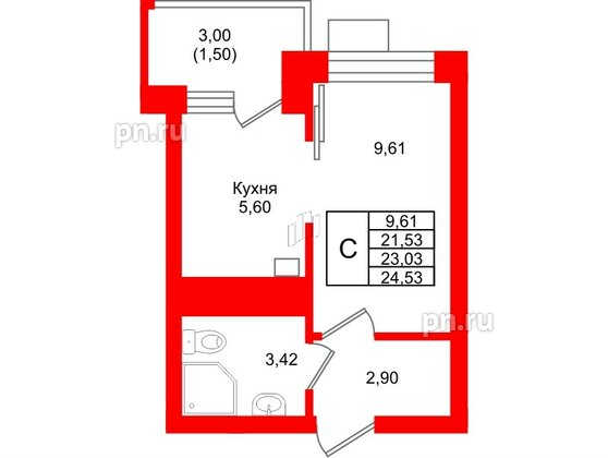 Квартира в ЖК Lake City-9, студия, 23.03 м², 2 этаж