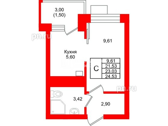 Квартира в ЖК Лэйк Сити-9, студия, 23.03 м², 4 этаж