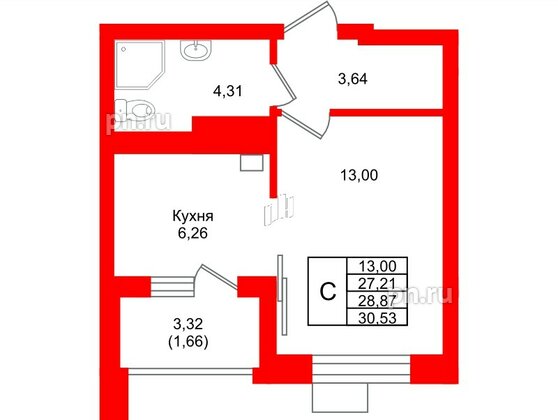 Квартира в ЖК Lake City-9, студия, 28.87 м², 1 этаж