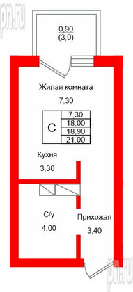 Квартира в ЖК Левада, студия, 18.9 м², 2 этаж