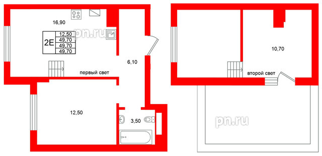 Квартира в ЖК Виридиан, 1 комнатная, 49.7 м², 4 этаж
