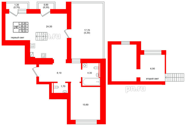 Квартира в ЖК Виридиан, 1 комнатная, 62.6 м², 4 этаж