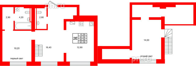 Квартира в ЖК Виридиан, 1 комнатная, 63.3 м², 4 этаж