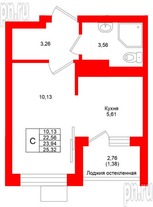 Квартира в ЖК Lake City-4, студия, 23.94 м², 1 этаж