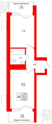 Квартира в ЖК Лэйк Сити-4, 1 комнатная, 37.35 м², 5 этаж