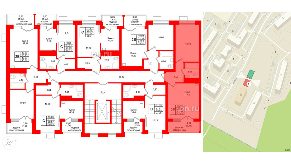 Квартира в ЖК Lake City-9, 1 комнатная, 40.03 м², 2 этаж