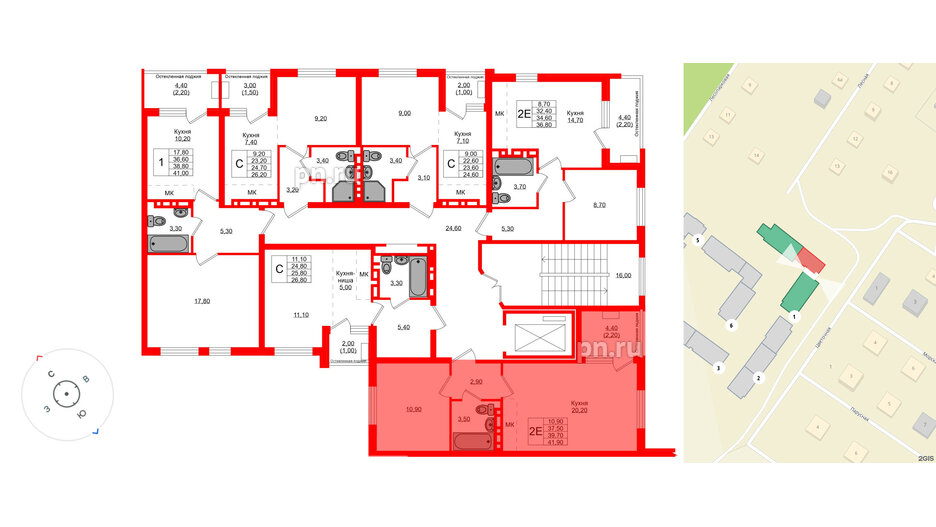 Квартира в ЖК Кроны и Волны, 1 комнатная, 39.7 м², 3 этаж