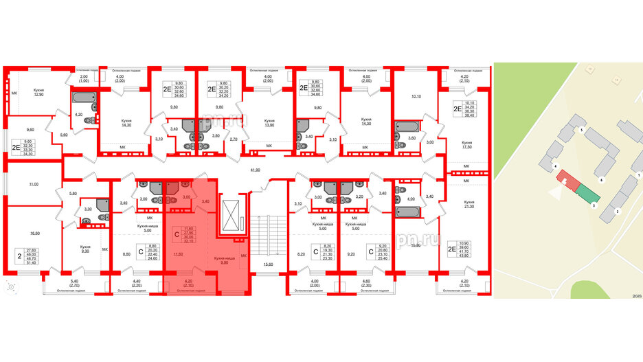 Квартира в ЖК Кроны и Волны, студия, 30 м², 3 этаж