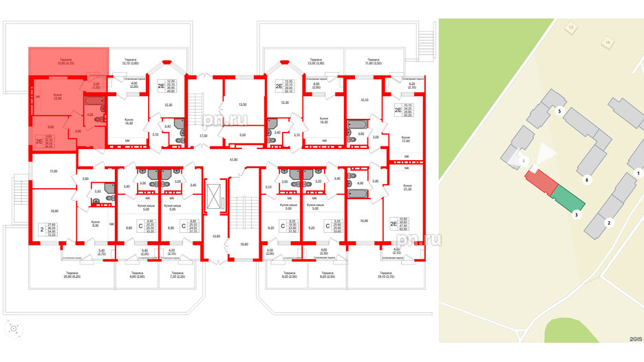 Квартира в ЖК Кроны и Волны, 1 комнатная, 38 м², 1 этаж