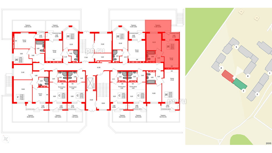 Квартира в ЖК Кроны и Волны, 1 комнатная, 39.8 м², 1 этаж