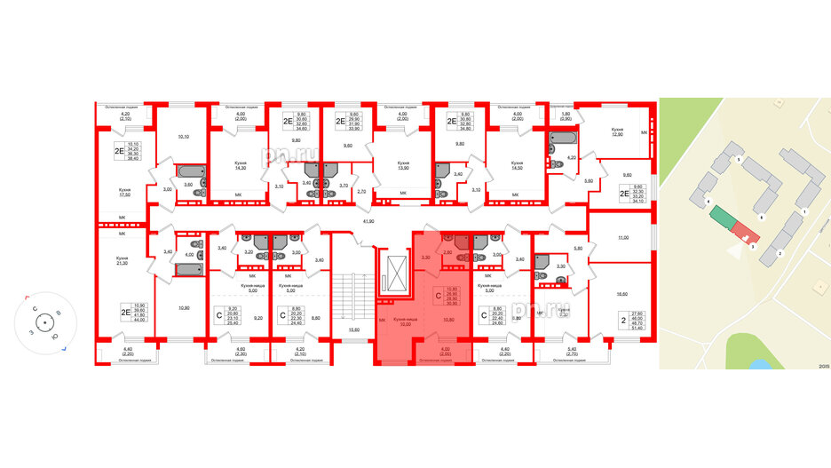 Квартира в ЖК Кроны и Волны, студия, 28.9 м², 2 этаж