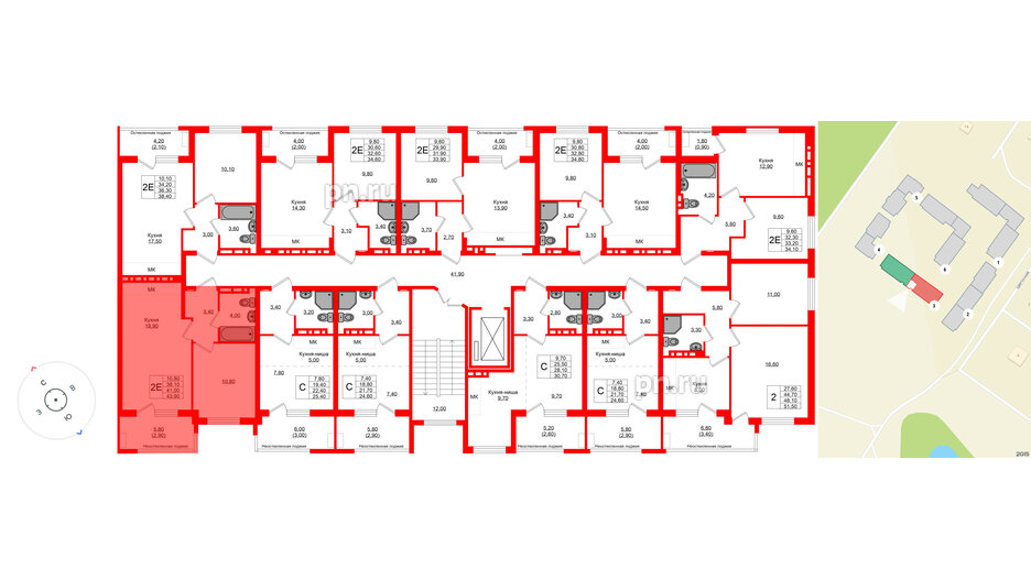 Квартира в ЖК Кроны и Волны, 1 комнатная, 41 м², 4 этаж