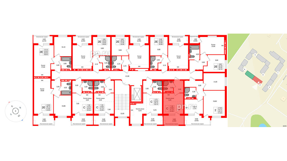 Квартира в ЖК Кроны и Волны, студия, 21.7 м², 4 этаж