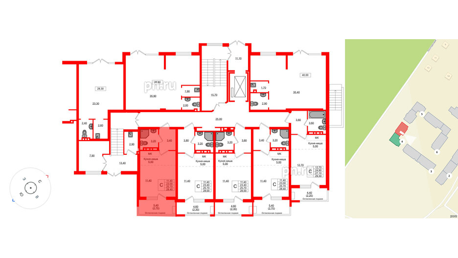 Квартира в ЖК Кроны и Волны, студия, 25.7 м², 1 этаж